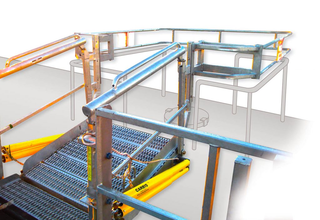 A 3-D rendering of a gangway.