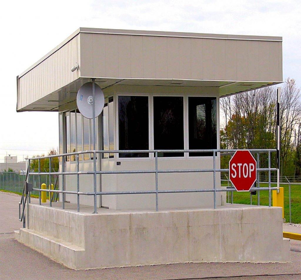 A Carbis Solutions guard shack at the entrance of a refinery.