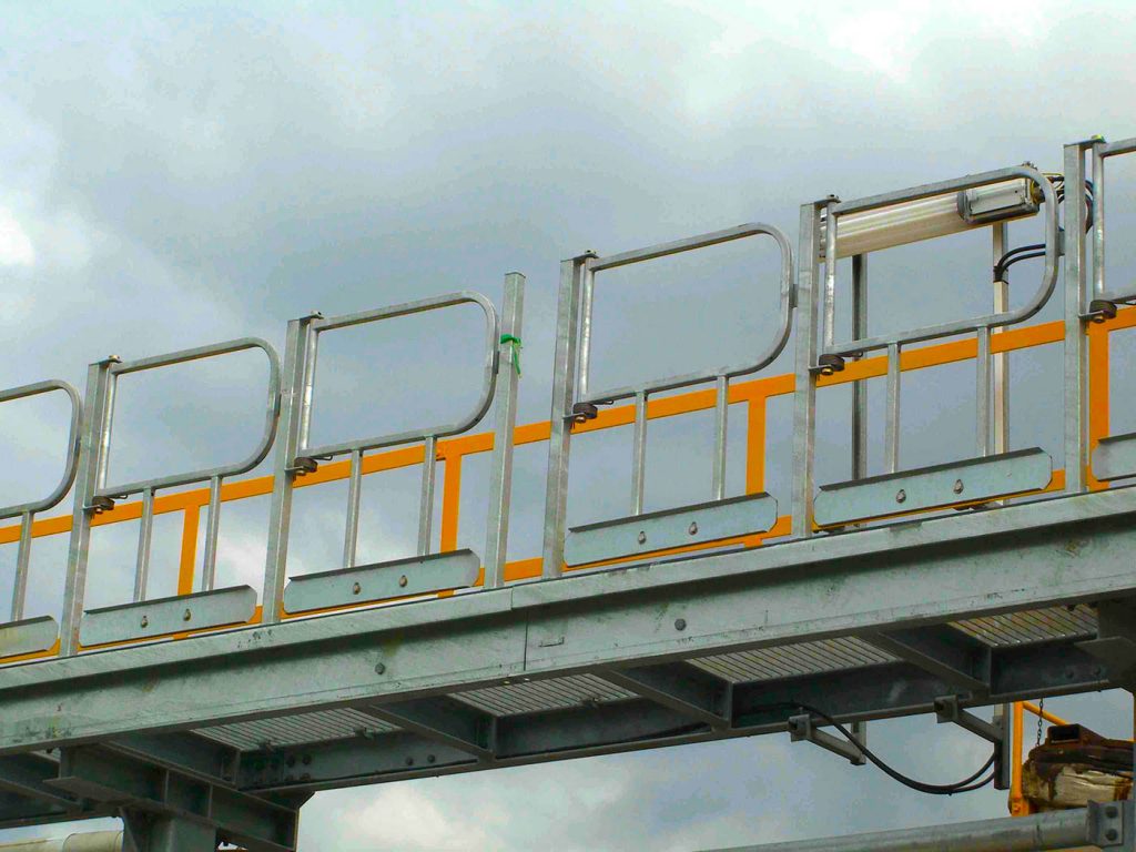 Swing gates on a cat walk.