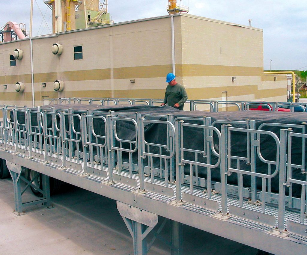 Swing gates on a low walkway.