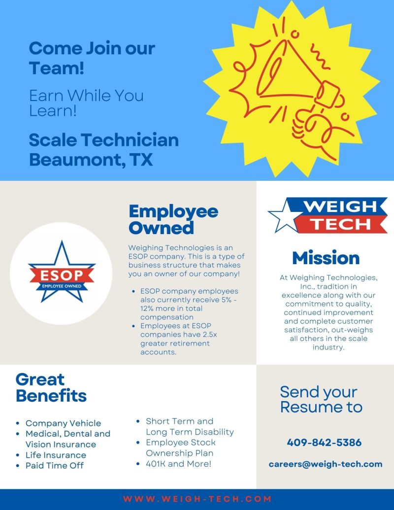 Weigh-Tech scale technician job posting