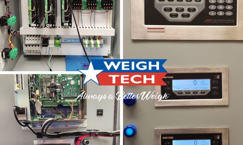 a picture of back-end panels and front end displays for weighing technologies.