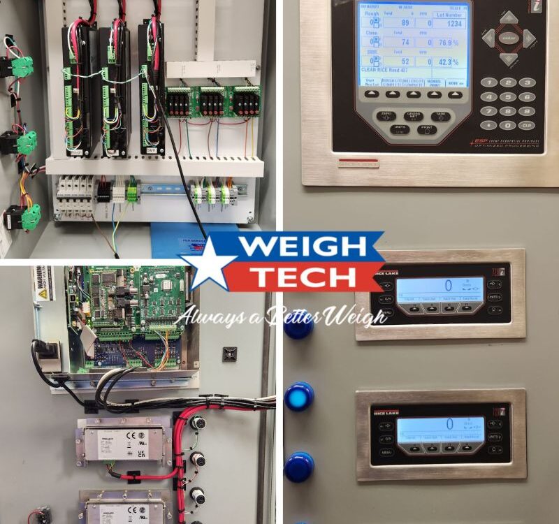 a picture of back-end panels and front end displays for weighing technologies.