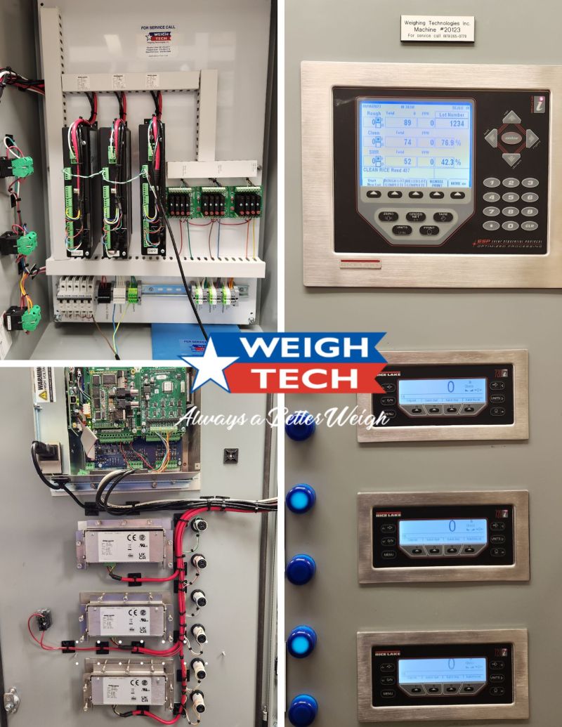 a picture of back-end panels and front end displays for weighing technologies.