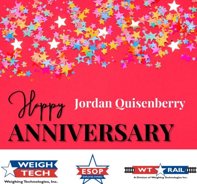 Happy Work Anniversary, Jordan Quisenberry!! From Weigh-Tech.