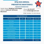 RFQ 2025 Annual Preventative Maintenance vendor information sheet.